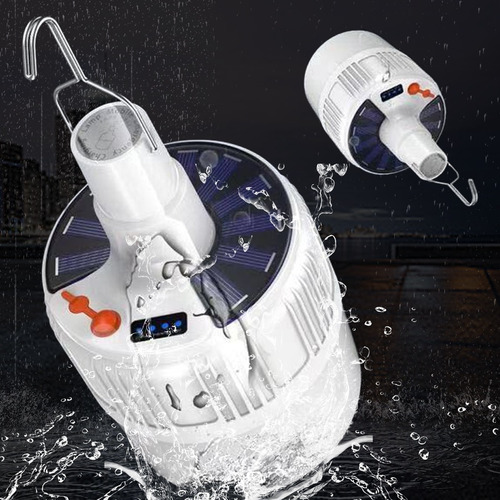 Lampara Portatil Para Campamento Energia Solar Y Recargable Blanco