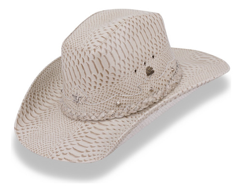 Chapéu Traiado Modelo Country Americano Snake Nude Off White