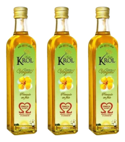 Aceite Krol De Canola Virgen 500 Ml. Sin Tacc X3