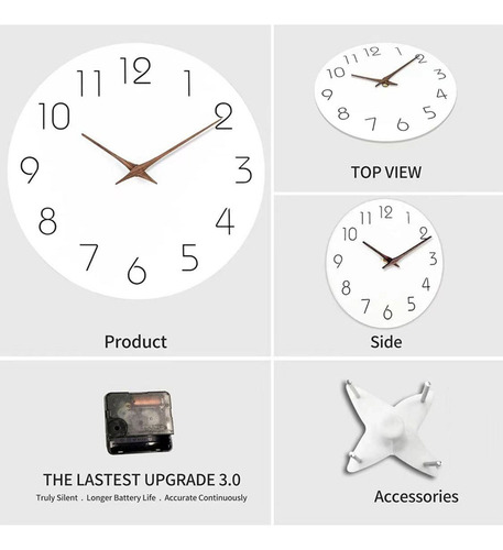 Reloj De Pared Simple De Madera De 12 Pulgadas, Funciona Con