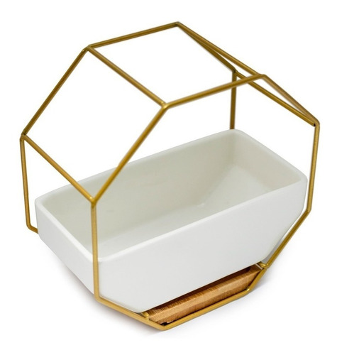 Maceta Ceramica Hexagonal 18x8.5x18cm Blanco/negro