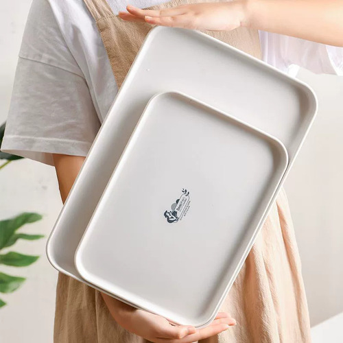 Bandeja Servicio Charola Multiusos Melamina 22x31cm 2 Piezas Color Blanco