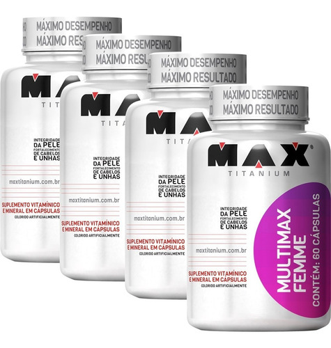 Combo 4 Multimax Femme Feminino Multivitamínico Max Titanium