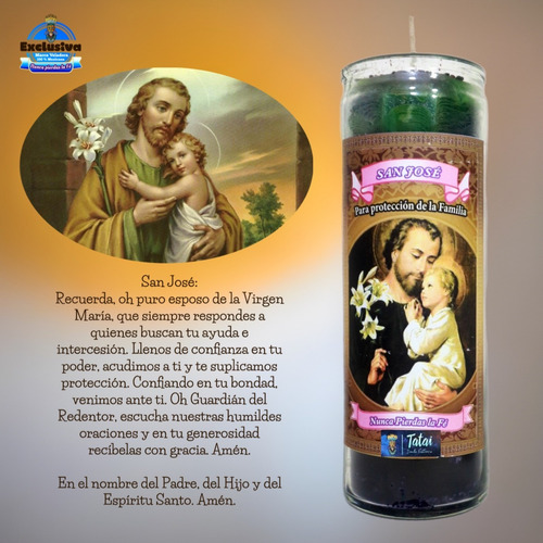 Veladora San José Nunca Pierdas La Fe 1 Pieza