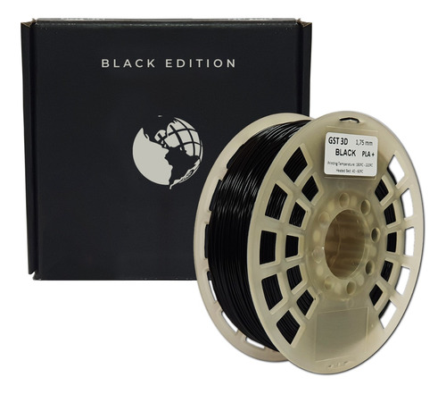 Filamento 3d Pla Gst 1,75mm 320mt X1 Kg Color Negro