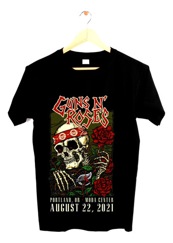 Remera Negra Estampada Guns And Roses / Bandas