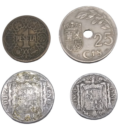 Monedas España Segunda República 4 Piezas Años 30's Y 40's 