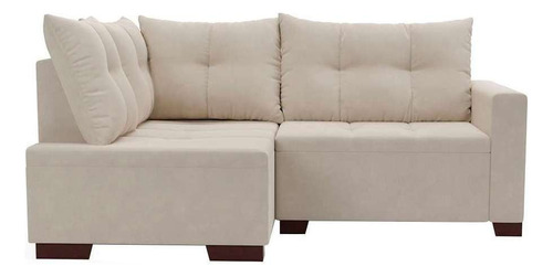 Sofá De Canto 4 Lugares Leme Suede Bege
