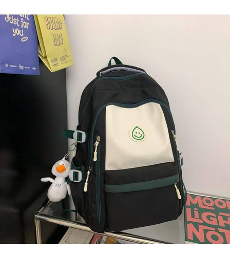 Mochila De Ocio Repelente Al Agua, Mochila De Estudiante De Campus De Gran Capacidad De Moda, Mochila De Viaje De Alto Valor, Negro Nylon