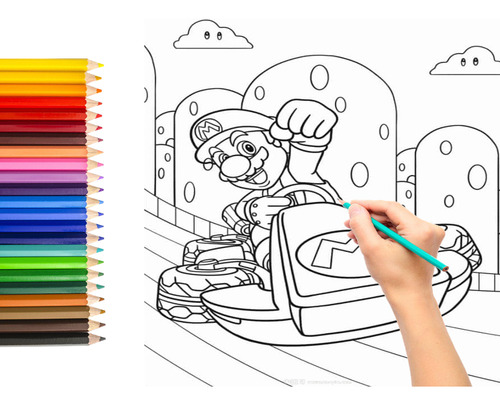 Kit Imprimible Mario Kart Pintar Colorear