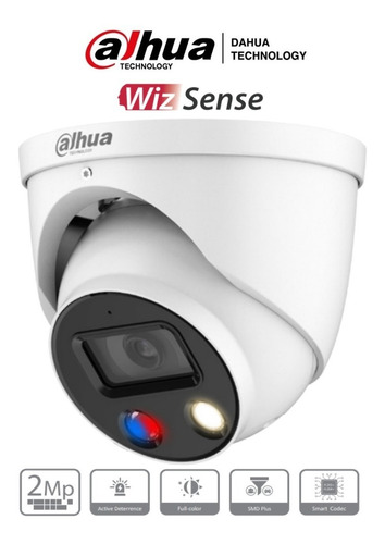 Cámara Ip Domo Tioc 2mp Estrobo Sirena Audio Fullcolor Dahua