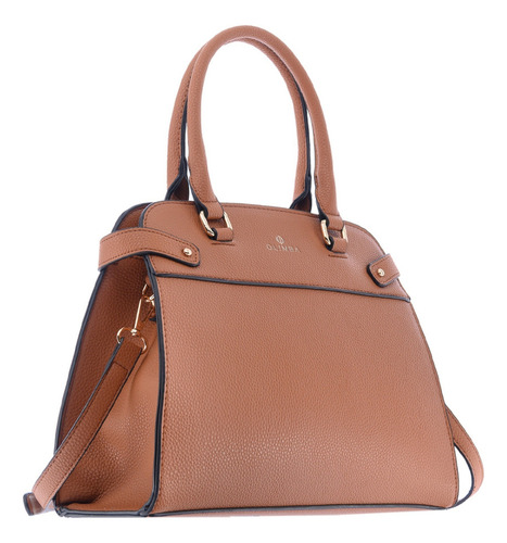 Bolsa Satchel Olimba Para Dama Mediano 9928 Marrón Lisa Oro