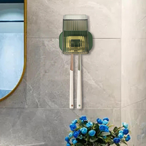 3 Soporte De Pared Para Cepillos De Dientes Con Taza Verde
