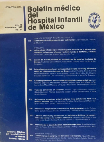 Boletín Del Hospital Infantil De México.  Vol 48. Noviembre