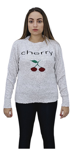 Blusinha Feminina Cereja Tricô Mescla Cherry Promoção