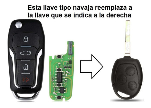 Llave Completa Tipo Navaja Con Chip Para Ford Fiesta