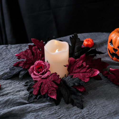 Corona De Guirnalda De Velas De Hojas Y Rosas De Color