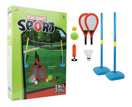 Juego Badminton Set De Jardin Tenis Red Pelota Playa