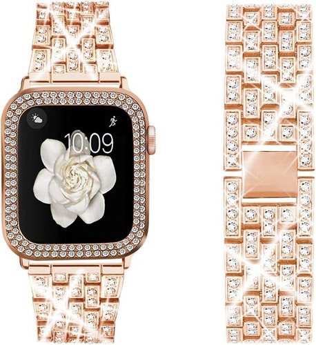 Malla Diamantes De Imitacion Para Apple Watch De 38mm Rosa 