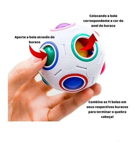 Imagem 2 de 7 de Quebra-cabeça Bola Arco Iris Mágico Anti Estresse Autista