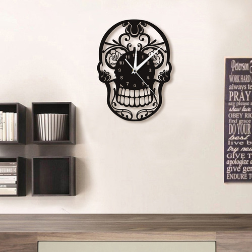 Reloj De Pared Con Espejo Acrílico Con Forma De Calavera, De