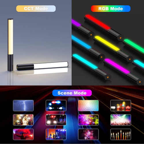 Bastão De Led Rgb Iluminação Fotográfica Pro Com Controle 2500k-6500k Efeitos De Tubo Regu Cor Da Estrutura Fix Bastão De Luz De Preenchimento