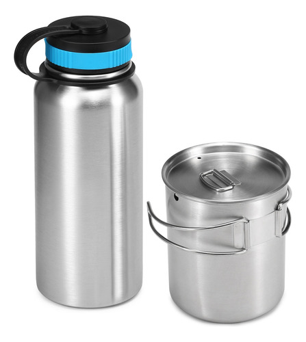 Botella Y Taza De Vacío De Acero Inoxidable For Acampar