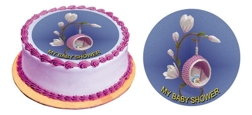 Oblea Baby Shower Canastita Para Pastel 