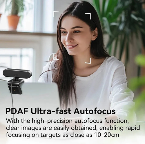 Webcam Emeet C60e 2k Streaming Autofoco Canc. Ruido 2microfo Cor Preto