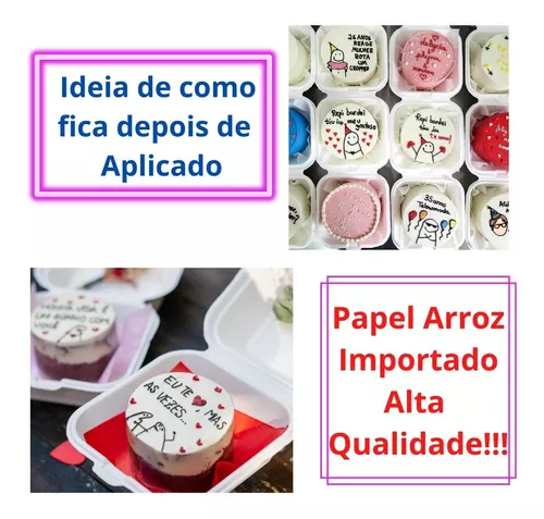 BENTO CAKE FLORK DIA DOS NAMORADOS 001 6 UNIDADES (PAPEL ARROZ) - PAPEL  ARROZ ESPECIAL