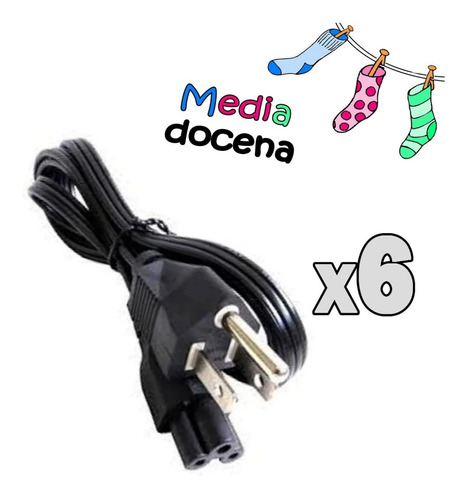 Media/6 Cable Poder Corriente Mickey Trebol Laptop 