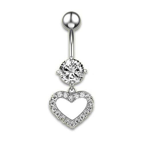 Piercing Ombligo Corazón Colgante Con Strass 