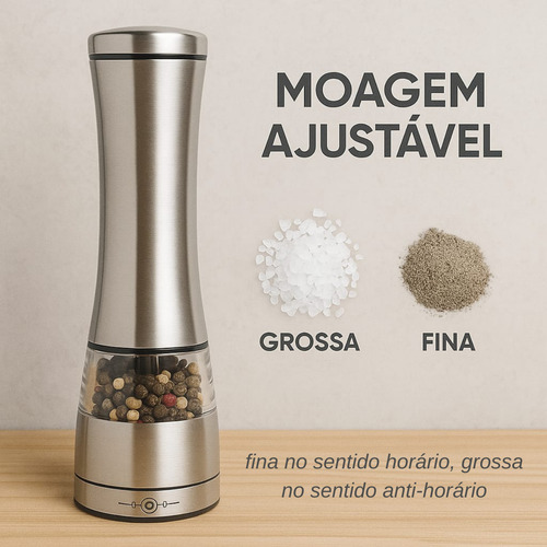 Moedor Inox De Sal Pimenta Temperos Grãos Triturador Manual