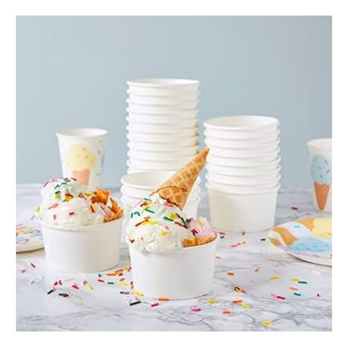 Vaso Nevero Para Helado 6 Oz Caña De Azúcar 50 Piezas Color Blanco