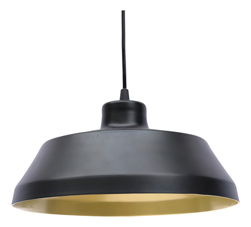 Pendente Prato Poptem Bedd Aluminio Preto E Dourado