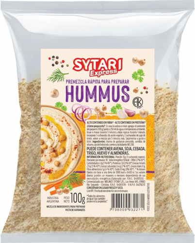 Hummus Sytari Express Premezcla Rápida X 100 Grs