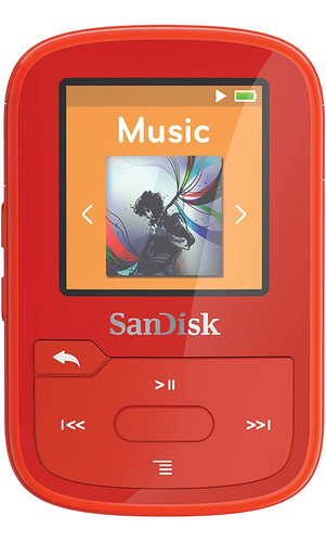 Reproductor De Mp3 Sandisk Con Pantalla Lcd, 16 Gb Rojo