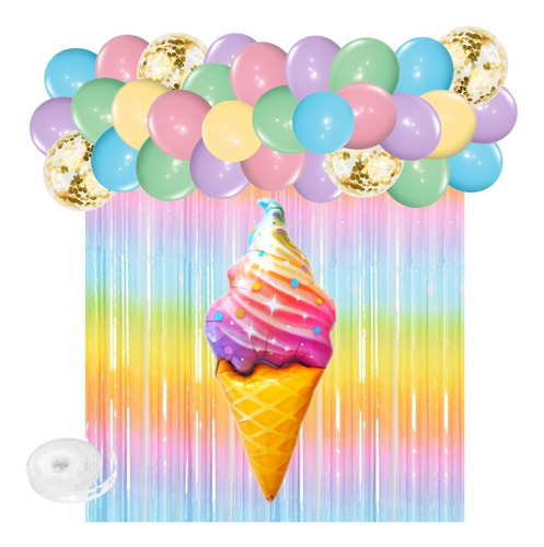 Kit Combo Helado Cono Confetti Multicolor Deco Cumpleaños