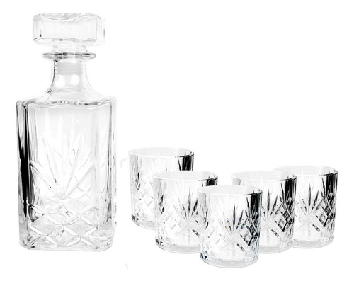 Set Juego De Licorera De Vidrio Y 6 Vasos De Vidrio Roma Color Transparente