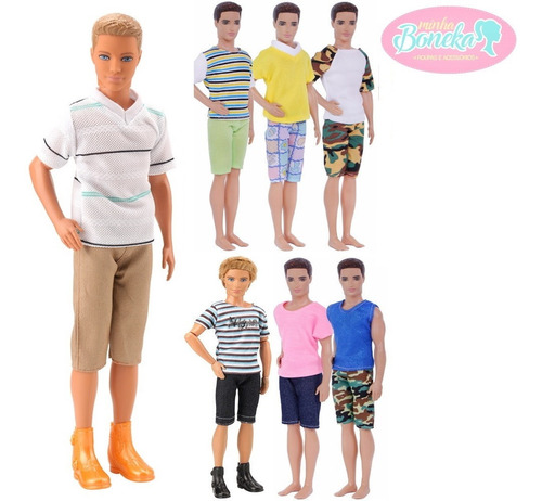 Kit De 5 Roupas Verão Para Boneco Ken + Brinde Sapatos 