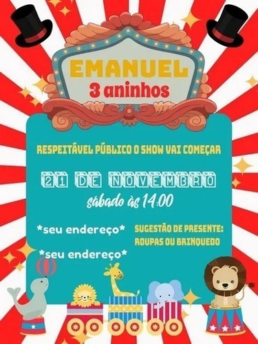 Convite Digital De Aniversário Circo Palhaços Patati Patatá