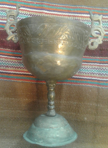 Antigua Copa Caliz  Colonial Andina Llama Indigena 17 Cm