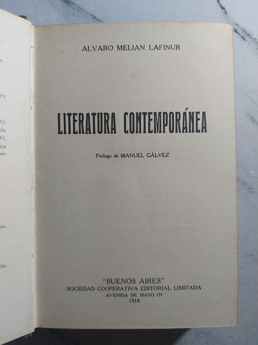 Literatura Contemporánea. Alvaro Melian Lafinur. Ian 383