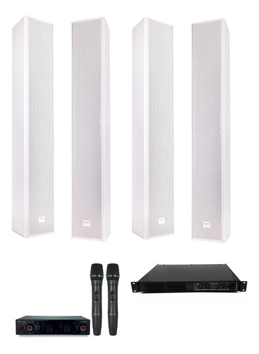 4 Caixa De Som Line Array Column + K502m + Amplificador 1000