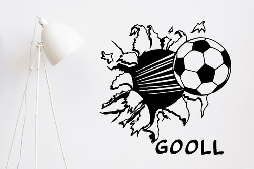 Vinilo Infantil Futbol Gol Rompe Pared Con Nombre Decorativo