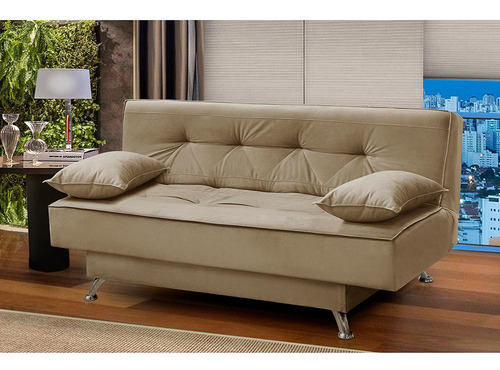 Sofá Cama 1,80m França Suede Bege Adonai Estofados