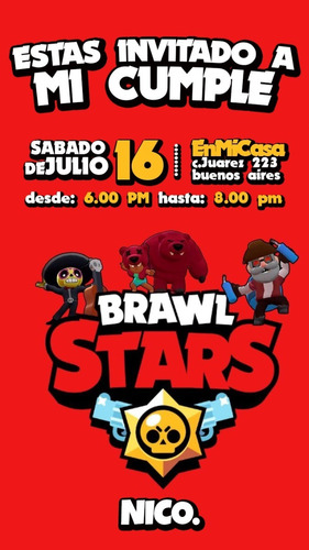 Invitacion De Brawl Stars Digital Para Enviar Por Whatsapp Mercado Libre - invitaciones digitales invitaciones de cumpleaños de brawl stars