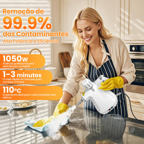 Limpador A Vapor Portátil Pressurizado Para Múltiplas Superfícies Com 11 Acessórios, Reservatório De 450ml, Limpador A Vapor Multiuso Para Casa | Estofados