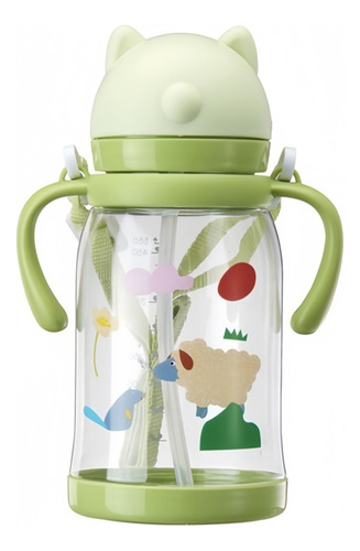 Vaso Infantil 550ml Con Popote Y Asas Doble Oreja
