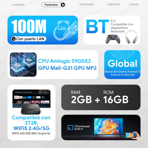 Caja De Tv Mecool Android 10 Km9 Pro 2+16 Gb Con Certificaci